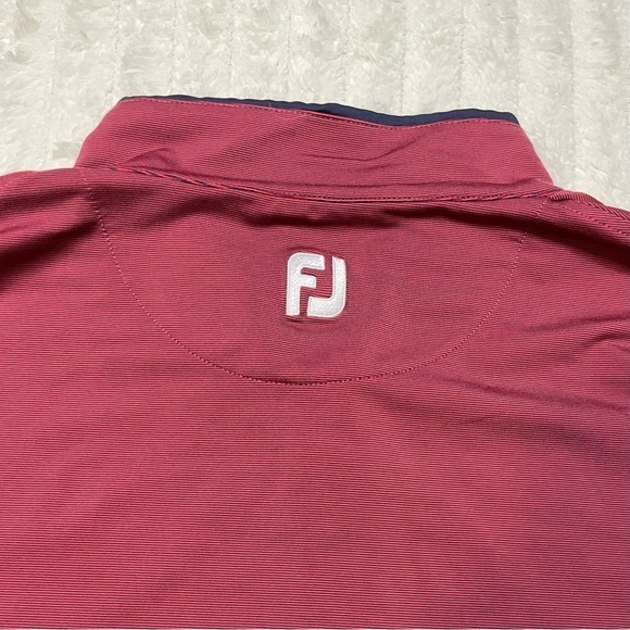 FootJoy FJ Long Sleeve Quarter Zip‎ Pullover Burgundy Red Navy Size Large - Picture 4 of 8